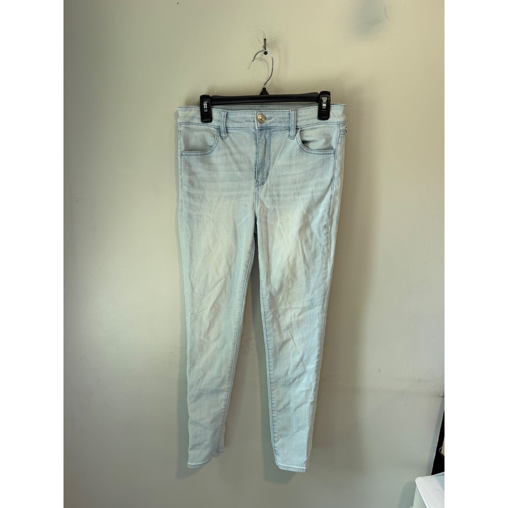 American Eagle Next Level Stretch Skinny Jeans Light Wash Blue Womens 10 Regular